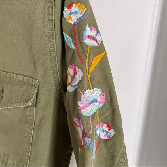 Levi's Olive Utility Jacket with Floral Embroidery - Picture 6 of 8